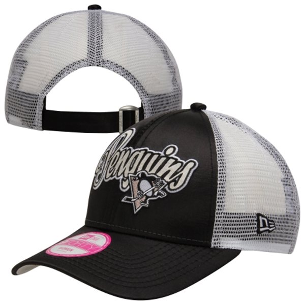 New Era Pittsburgh Penguins Ladies Scripty Adjustable Trucker Hat